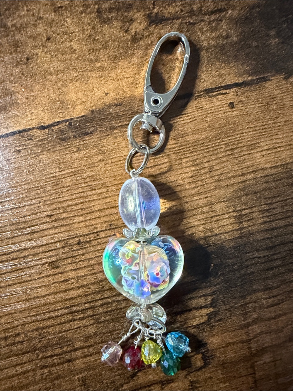 Beautiful Multicolor Heart Bead Bag Charm - Picture 3 of 5